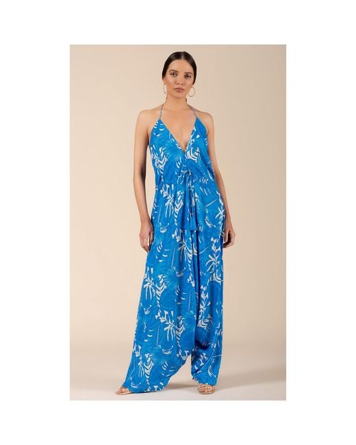 Coco Riko Ibiza Blue Aria Jumpsuit Leaf