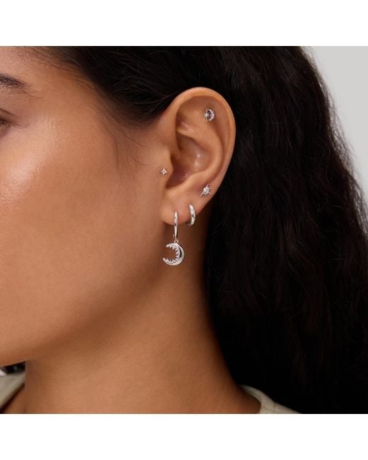 Vanhi White 14K Solid Four Point Star Flat Back Stud