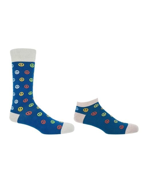 Peper Harow - Made in England Blue Peace Luxury Crew & Trainer Socks Bundle for men