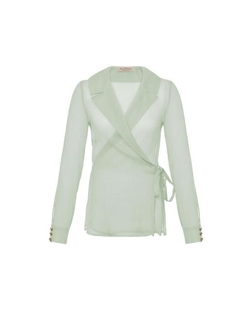 Anse Victorin Green Eva Silk Blouse