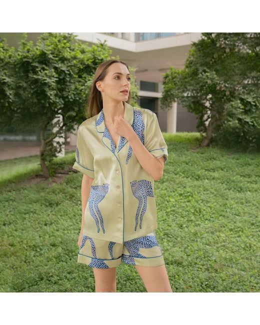 Piola Blue Silk Short Pyjama Set