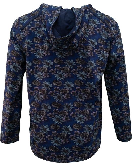 Lords of Harlech Blue Horatio Italian Floral Hoodie for men