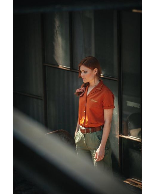 &SONS Trading Co Orange Damsons Double Bowling Shirt Burnt