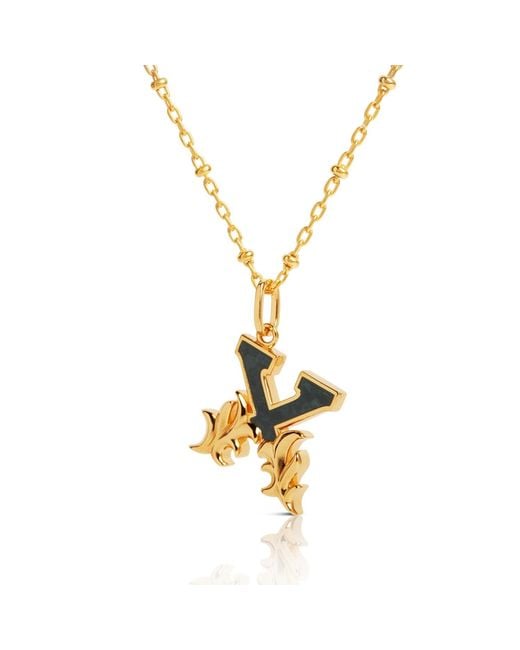 Kasun Metallic Plated X Initial Necklace With Marble