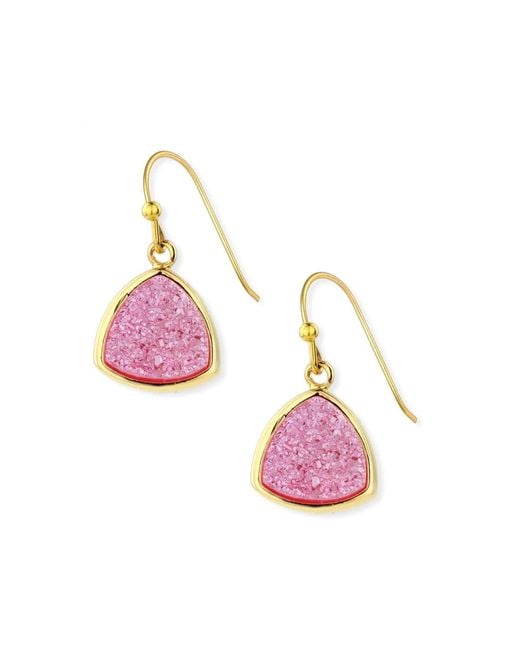 Saachi Pink Triangle Druzy Dangle Earring