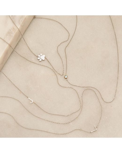 Maya Brenner Metallic 14k Gold Asymmetrical Pavé Diamond Letter Necklace - White Gold - 16" |