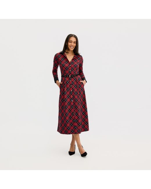 Why Mary Purple Marion Classic Tartan A-Line Midi Dress