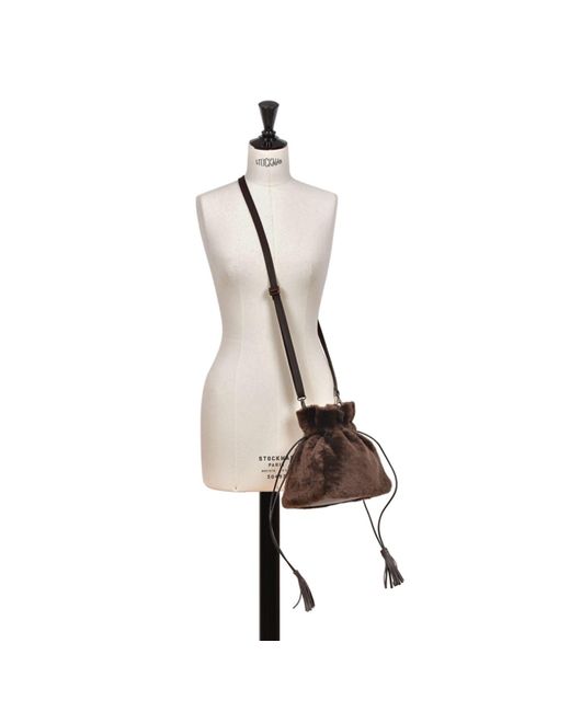Owen Barry Black Sheepskin Crossbody Bag Chocolate