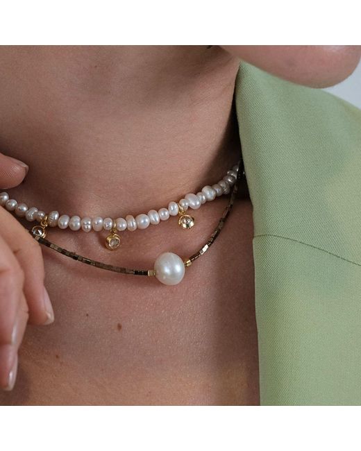 LINYA JEWELLERY Metallic Melia Pearl Mini Hematite Stone Necklace