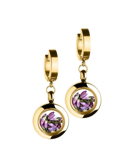 My Little Nature Metallic Plated Earrings With Heather Flowers