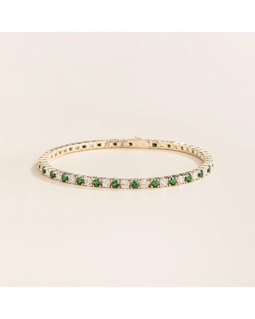 Juvetti Metallic Ciclo Emerald & Diamond Round Tennis Bracelet