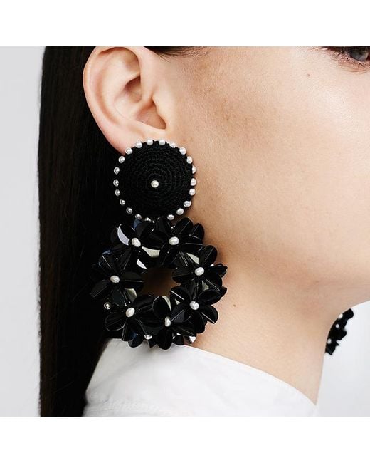 PINAR OZEVLAT Black Petite Yasmine Hoops