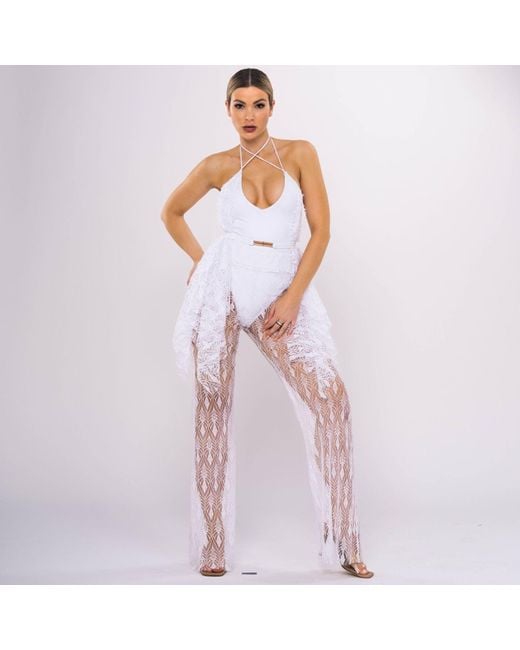ANTONINIAS White Cassia Resort Lace Pants