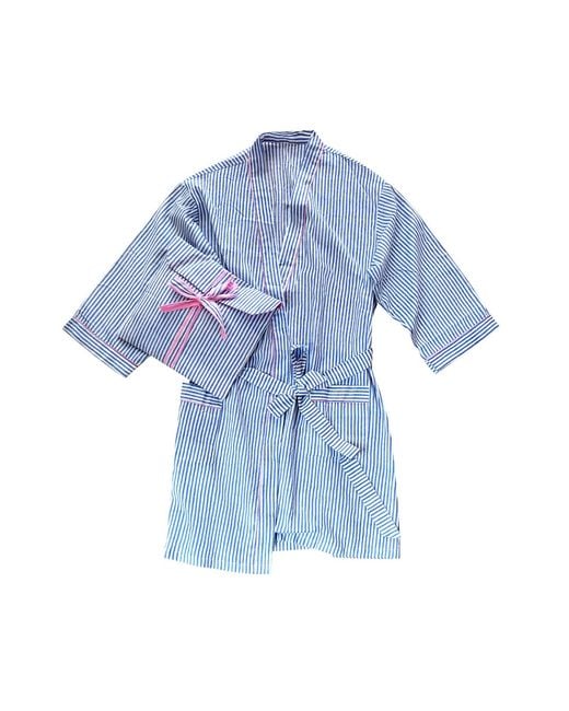 Lilly Loves Blue Striped Kimono Robe