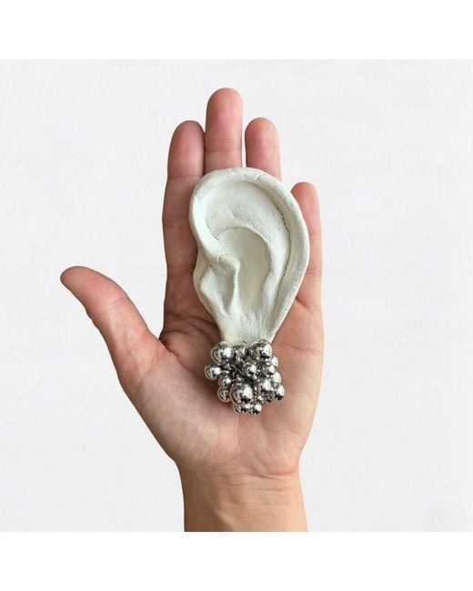 London Atelier Byproduct White Geometric Ball Cluster Earrings