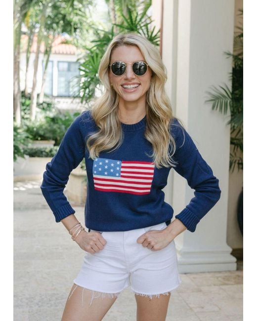 Ellsworth & Ivey Blue Classic American Flag Crewneck