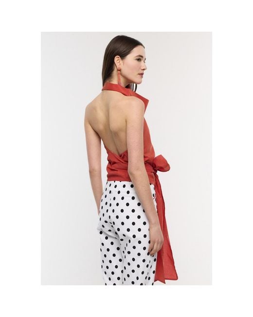 Mirimalist Red Azur Top Linen