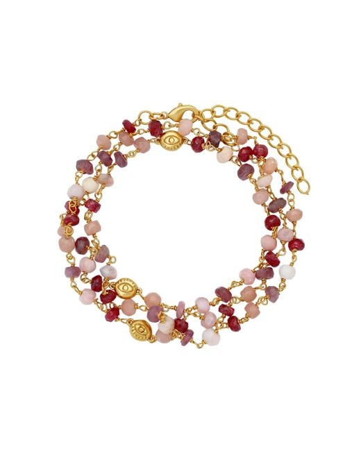 Karma and Luck Metallic Abundant Grace Multi-Stone Evil Eye Wrap Bracelet