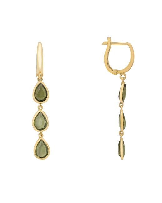 Latelita London Metallic Sardinia Triple Teardrop Earrings Peridot
