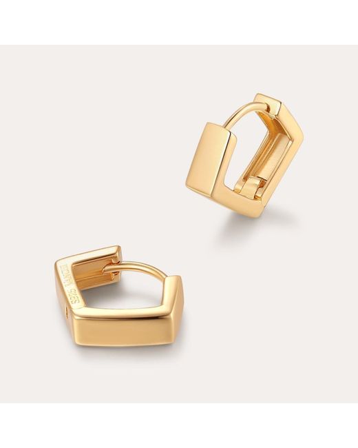 Vanhi Metallic Judith Hexagon Angular Huggies