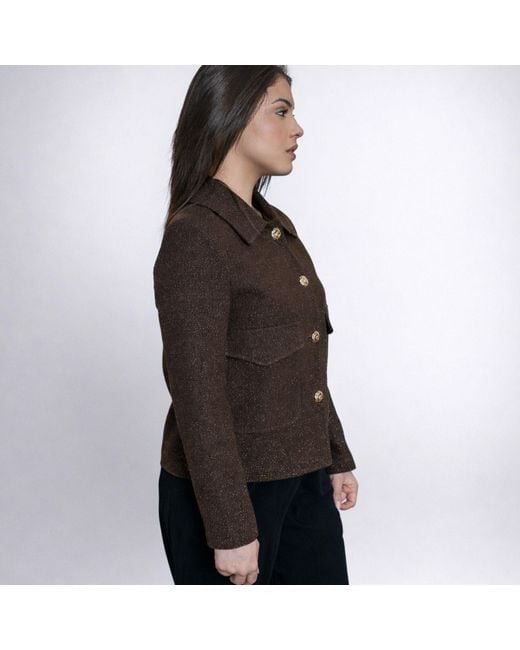 Nuvv Collection Brown Tweed Jacket With Buttons