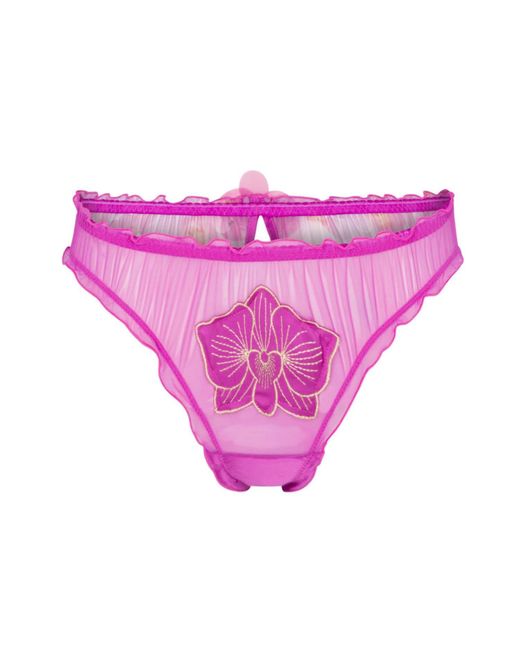 Empress Mimi Purple Orchidea Ruffled Brief With Flower Detail