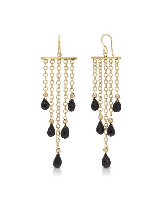 Heather Hawkins Jewelry Metallic Three Tier Chandelier Gemstone Earrings