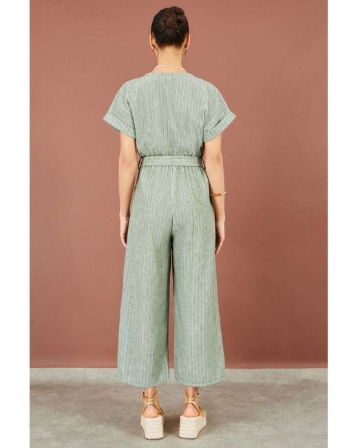Yumi' Green V Neck Kimono Sleeve Jumpsuit