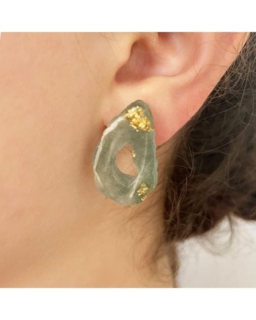 Bio-Trimmings Green Hutton Cutout Forest Bio-Gem Earrings
