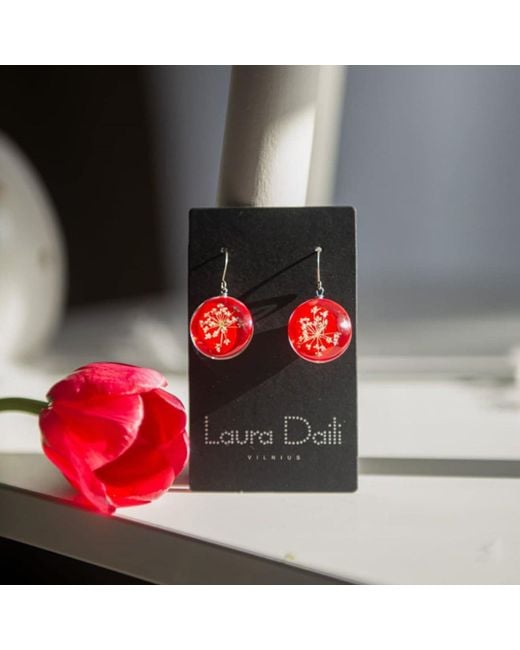 Laura Daili Red Queen Anne's Lace – Glass Earrings