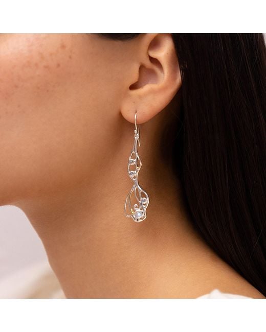 Isla Silver Metallic Moonstone Organic Flow Statement Earrings