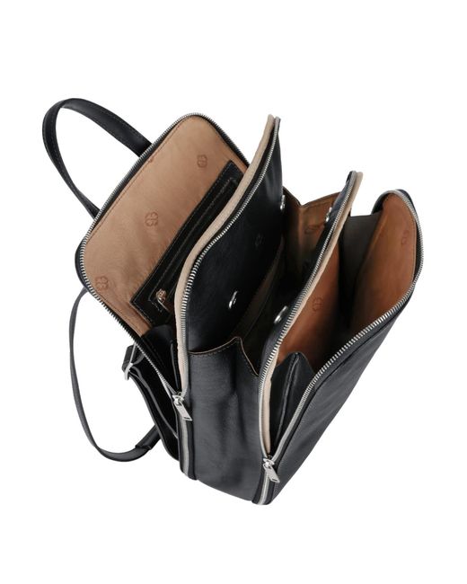 Time Resistance Black Convertible Leather Backpack Shoulder Bag