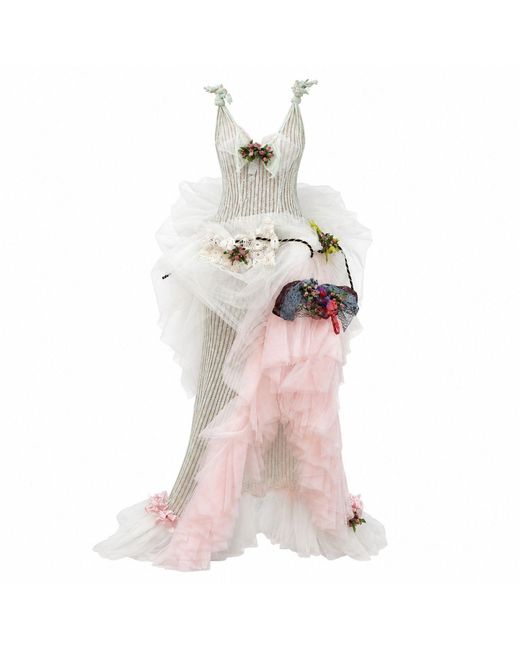 Miro Misljen Pink Secret Garden Tulle Maxi Dress