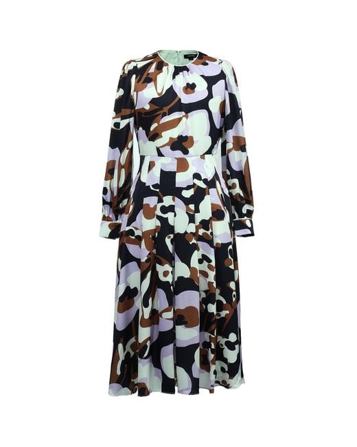 Smart and Joy Black Macro Abstract Print Round Neck Dress