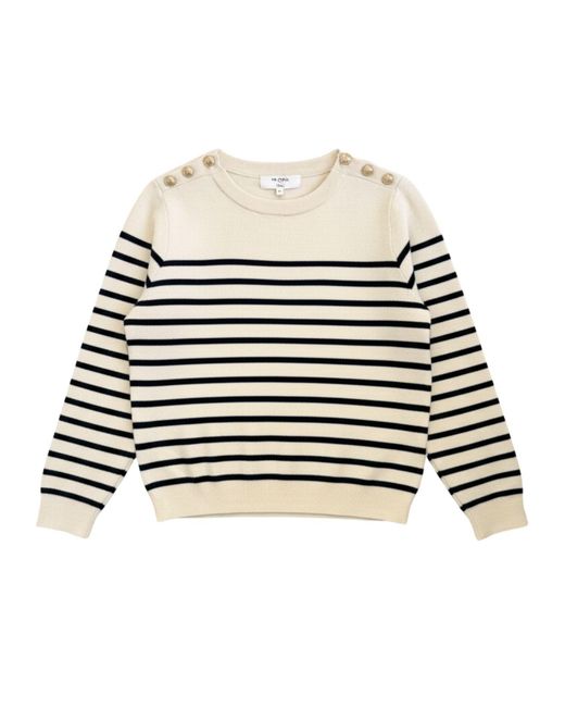 LAtelier London Black Breton Stripe Button-Detail Jumper