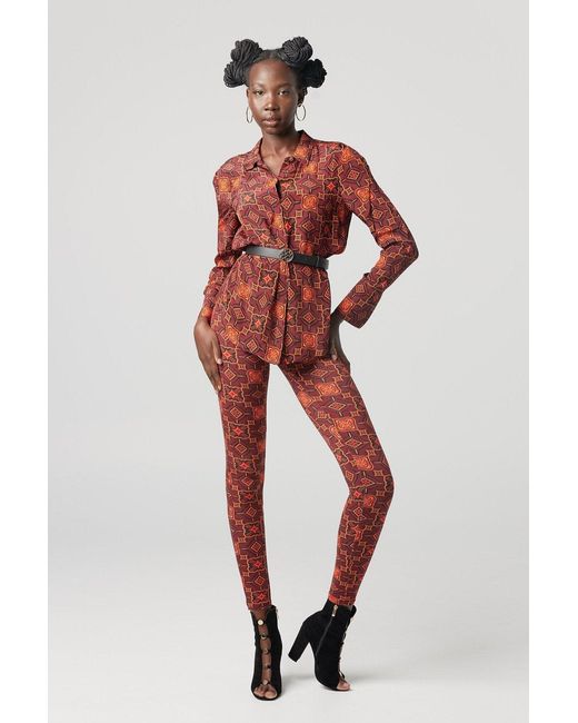 Why Mary Red Casablanca Mosaic Printed Leggings