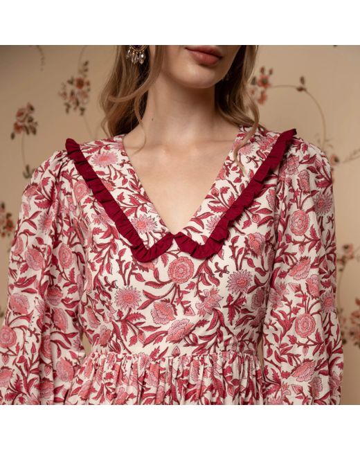 Echo of Pink Pink Delilah Hand Block Print Cotton Dress