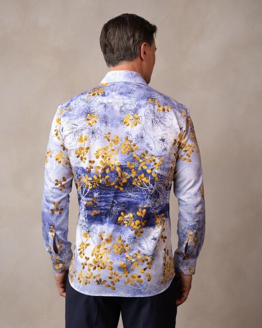Blake Mill Blue Japanese Flowers Shirt for men