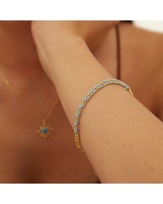 Spero London Metallic Handmade Rope Braided Sterling Beaded Chain Bracelet