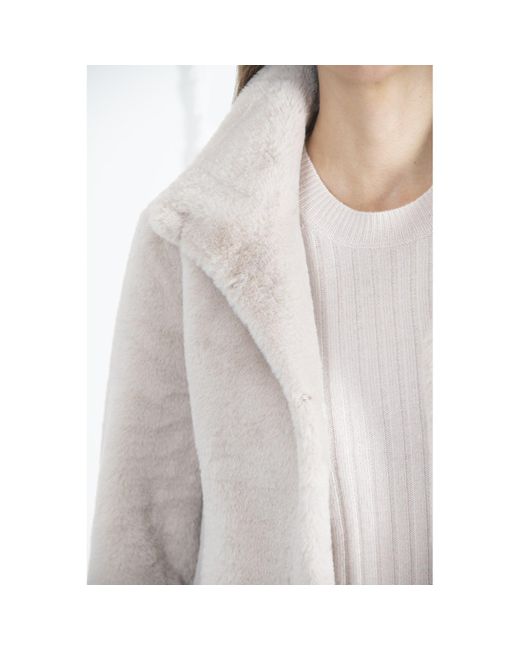 ISSY LONDON Natural Neutrals Ava Faux Fur Coat Pale Blush