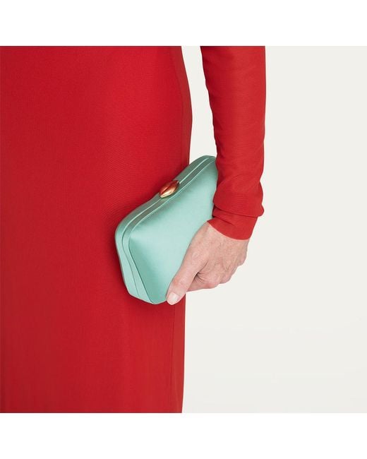Lulu Guinness Green Sea Foam Satin Hayworth Clutch Bag