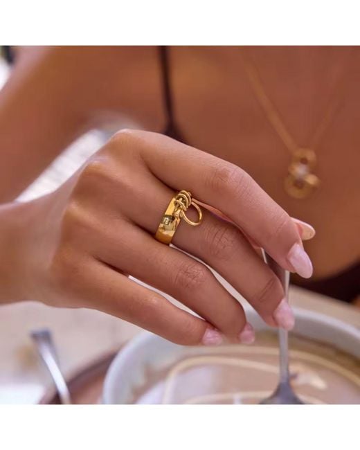 Olivia Le Metallic Circle Lock Ring