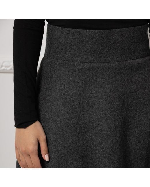 Nikka Place Black Long Wool A-Line Skirt With High Waist And Pockets