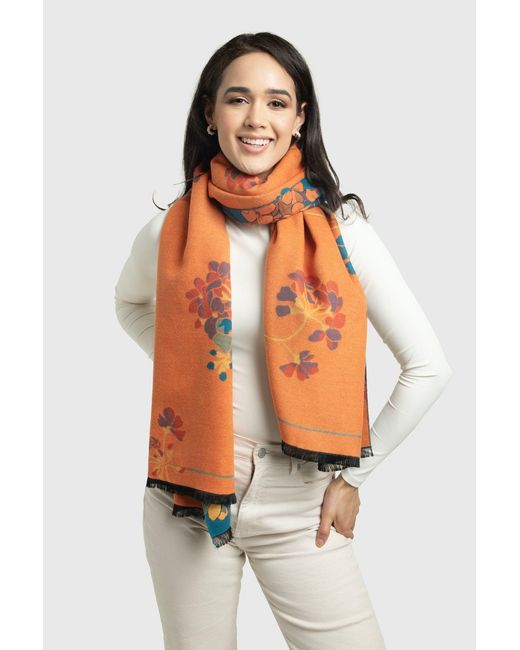 Saachi Blue Two Tone Floral Reversible Scarf