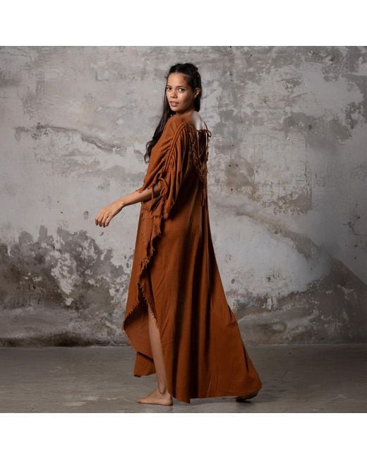 Zhenabia Brown Boho Kaftan Summer Maxi Dress