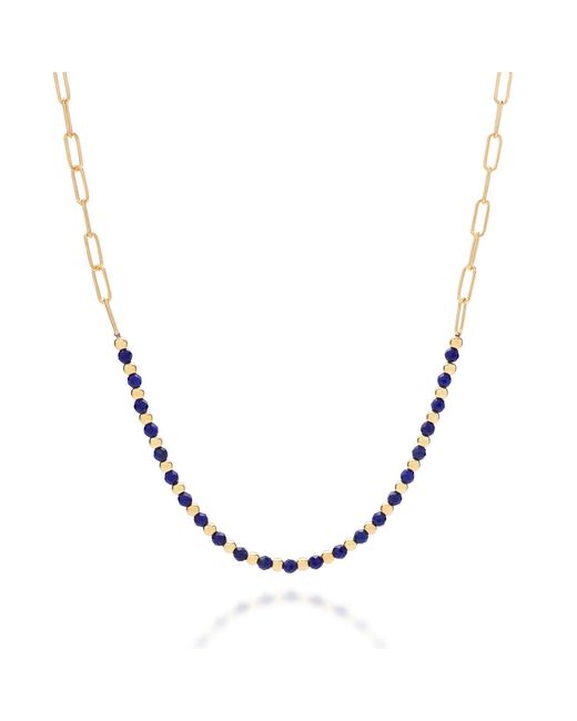 Nellou Jewellery Metallic Lapis Gem Shine Necklace Plated Sterling