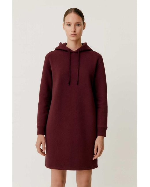 Conquista Purple Dark Burgundy Cotton-Blend Hoodie Dress