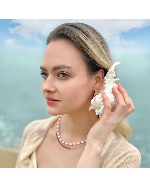 Farra Pink Freshwater Pearls And Rhodochrosite Adjustable Bracelet