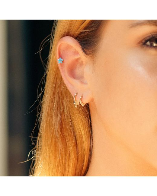 Spero London Metallic Sterling Baguette Gemstones Helix Tragus Huggie Earring