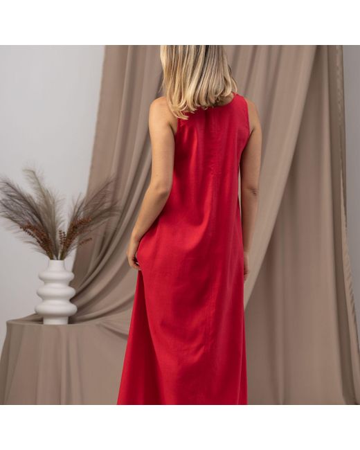 Nikka Place Red Summer Linen Cocktail Dress